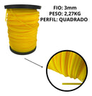 Bobina Fio Nylon Roçadeira 3mm Quadrado 2kg 245m Duraline Cor Amarelo