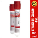 Tubo Coleta Sangue Ativador De Coágulo Vermelho 4ml 100 Und