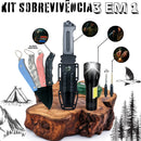 Kit Sobrevivencia Completo Com Faca + Canivete + Lanterna Preto