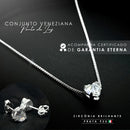 Kit Corrente Colar Veneziana Prata 925 + Par De Brinco Luxo Feminino Coração 45cm