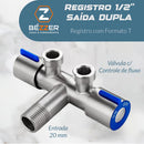 Registro 1/2 Torneira Saída Dupla Ducha Higiênica Lava Louça