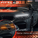 Kit Fita Led Farol Tunning Drl + Seta Sequencial 60cm Cor Da Luz 6000k Branca E 3000k Âmbar
