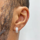 Brinco Prata 925 Argola Masculino Cravejado Zircônia Banhado Cor Prateado