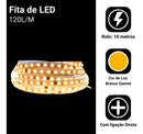 Fita Led Direta 120leds/m Rolo 10m Não Usa Fonte Luz Branco-quente