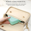 Porta Jóias Portátil Viagem Estojo Maleta Caixa Couro Botão Cor Preto