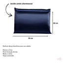 02 Fronhas De Cetim Anti Frizz 70cm X 50cm Par Azul Marinho