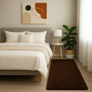 Tapete Passadeira Felpudo Peludo Sala Quarto Maci Marrom Liso