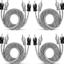 Kit 4 Cabos Rca 1 Metro Blindado Ouro 1m 4mm Vermelho Prata