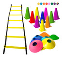 Kit Funcional Treino Agilidade 10 Cones + 10 Pratos + Escada