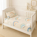 Lençol Bebê Berço Americano Com Elástico E Fr Branco Arco Iris