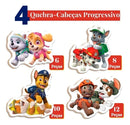 4quebra Cabeça Patrulha Canina Progressivo 6-8-10-12 Madeira