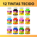 Tinta Para Tecido Fosca 12 Cores Escolar Arte Dac 37ml