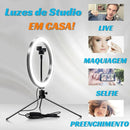 High Light Led 20cm + Suporte + Tripé Iliminador Aro De Luz Preto