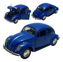 Carrinho De Ferro Fusca Clássico 1/32 Miniatura Coleção Cor Azul-escuro