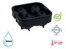 Forma De Gelo 04 Esferas 45mm Em Silicone Com Tampa Preto Weck