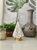 Nossa Senhora Aparecida 15cm Branca Perolado Dourado Gesso Branco Perolado E Dourado