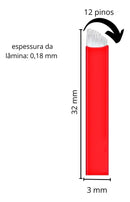 50 Uni Lâminas Tebori Nano Agulhas 12 Pontas Flex 0.18mm Cor Vermelho