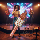 Microfone Sem Fio Bluetooth Usb Gotwire? Youtuber Reporter Festas E Eventos Karaokê Diversão Em Família Cor Rose Gold