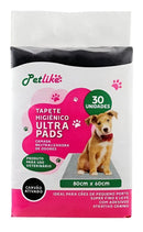 Petlike Ultra Pads tapete higiênico com carvão ativado 80x60cm 30 unidades