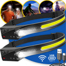 Kit 2 Lanterna De Cabeça Led Potente Pesca Mecânico Bike HW Camping Recarregável 6 Funções