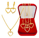 Conjunto Corações Vazado Brinco E Colar Folheado A Ouro 18k Cor Dourado