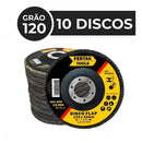 10 Disco Flap 115mm 4.1/2 Madeira E Aço Cônico Grão120 Fertak