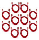10 Cabo Rca Resistente 1m Injetado 4mm Cristal Vermelho