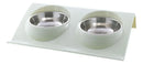 Comedouro E Bebedouro Pote Ração Duplo Cães Gatos Pet Inox Cor Verde