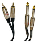 Cabo Audio Auxiliar 2 Rca X 2 P10 Mono Blindado Profissional