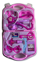 Kit Maleta Médica, Faz De Conta, Enfermeira Infantil, Doutora, Educativo, Divertido, Rosa, 14 Peças