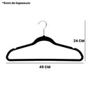 Cabides De Veludo Adulto Fino Antideslizante Roupas 30 Peças Cor Preto