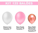 Kit 125 Balões Bexiga Rosa/branco Nº 7 + Rose Gold Nº 5