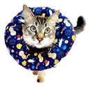 Colar Cone Elizabetano Macio Ajustável - Gatos E Azul M