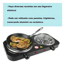Fogão Fogareiro 2 Bocas Elétrico 2000w Fogão Cooktop Portáti Cor Preto