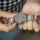 Relógio Feminino Digital Champion Original Ch40142s Cor da correia Prata Redondo Cor do bisel Prata Cor do fundo Led Branco