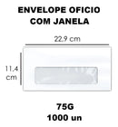Envelope Carta 11,4x22,9 Cm Branco Com Janela 75g C/1000 Un Cor Branco Nome Do Desenho Oficio