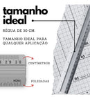 Réguas De Alumínio Escola Trabalho 30cm Escritório Cor Prateado