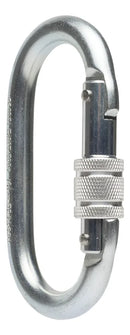 Mosquetão oval em aço fechamento rosca 25kn Mult-5200 cor prateado Mg Cintos