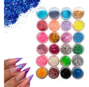 Torre Com 24 Pote De Glitter Flocado Decoração Unha Nail Art