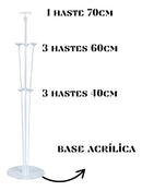 Kit 2 Suporte Para Balões Bexigas Base Chão 70cm 7 Hastes Varetas Cristal