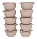 Kit Potes 1 Lt Bowl Redondo C/10 Tapuer Vasilha Plástica  Bege