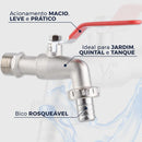 Torneira Esfera Jardim Quintal Tanque Metal Inox 1/2 X 3/4 Prateado Cromado Fosco Prateado