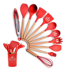 Conjunto Cozinha Silicone Concha Pegad Vermelho (cabo madeira)