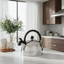 Chaleira Inox Indução Bule De Café Cha Com Apito 2 Litros Prateado