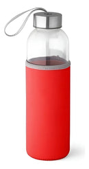 Squeeze Garrafa Garrafinha De Vidro Com Luva Em N Vermelho