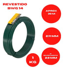 Arame Revestido Em Pvc Tela Gesso 1kg Verde Bwg 14 - 2,11mm