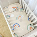 Lençol Bebê Berço Americano Com Elástico E Fr Branco Arco Iris