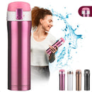 Garrafa Térmica 500ml Bebidas Quentes E Frias Cor Rosa Portátil Isolamento De Aço Inoxidável 304 Térmico Antiderrapante
