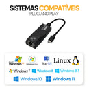 Cabo Adaptador Usb-c/type-c Para Rj45 Lan Ethernet 10/100/1000mbps Rede Externa Gigabit Cor: Preto - Marca: Smart Tools®