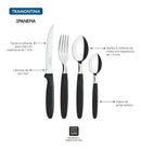 Faqueiro Ipanema Aço Inox E Cabo 24 Peças Preto Tramontina